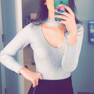 LF ribbed choker bodysuit